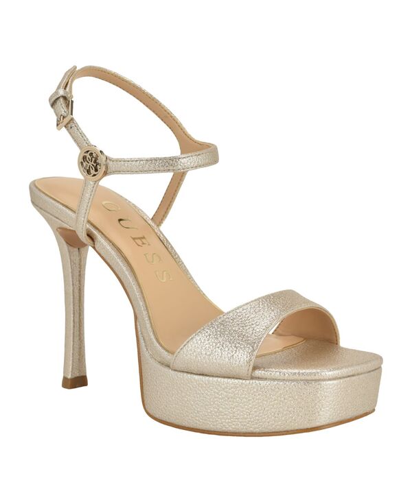 ゲス レディース シューズ サンダル プラットホーム GUESS Women\u0027s Hendora Platform Stiletto Dressandals Gold Glitter ゴールド