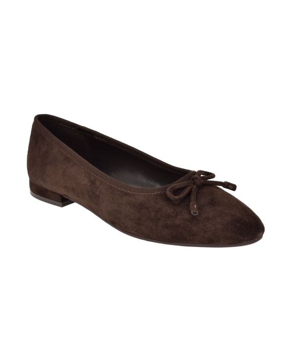 カルバンクライン レディース シューズ パンプス 踵 Calvin Klein Women\u0027s Cyrie Low Block Heel Ballet Flats Dark Brown Suede 赤銅色