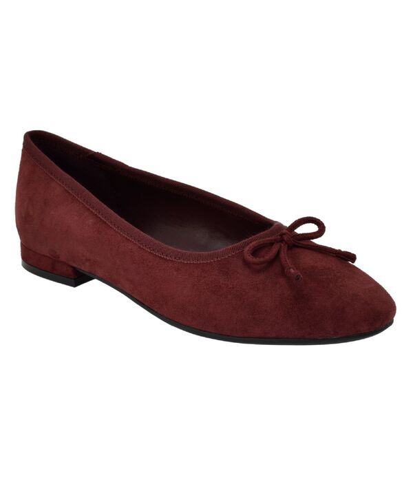 カルバンクライン レディース シューズ パンプス 踵 Calvin Klein Women\u0027s Cyrie Low Block Heel Ballet Flats Wine Suede ブドウ酒