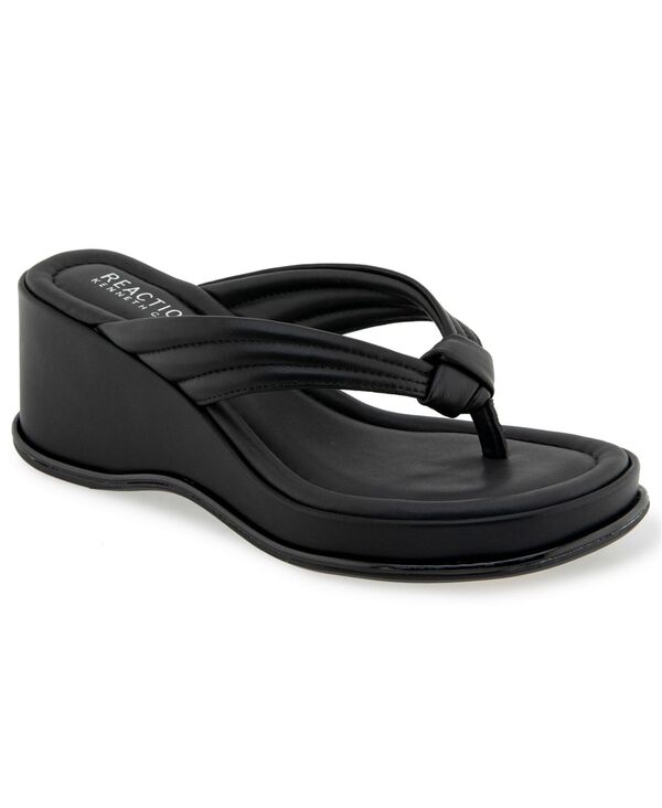 ケネスコール レディース シューズ サンダル Kenneth Cole Reaction Women\u0027s Rixton Wedge Thong Sandals Black Smooth 黒いこと