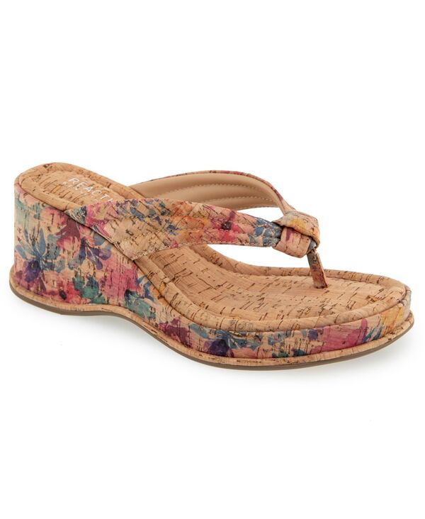 ケネスコール レディース シューズ サンダル Kenneth Cole Reaction Women\u0027s Rixton Wedge Thong Sandals Rose Multi Cork マルチ色つや