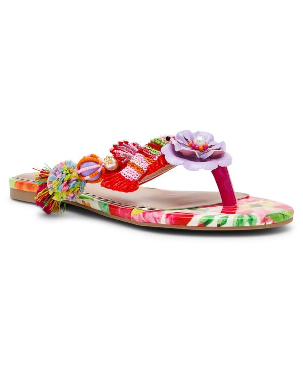ベッツィジョンソン レディース シューズ サンダル 御花柄 御花 Betsey Johnson Women\u0027s Doloris Floral Thong Flat Sandals Bright Multi マルチ色合い