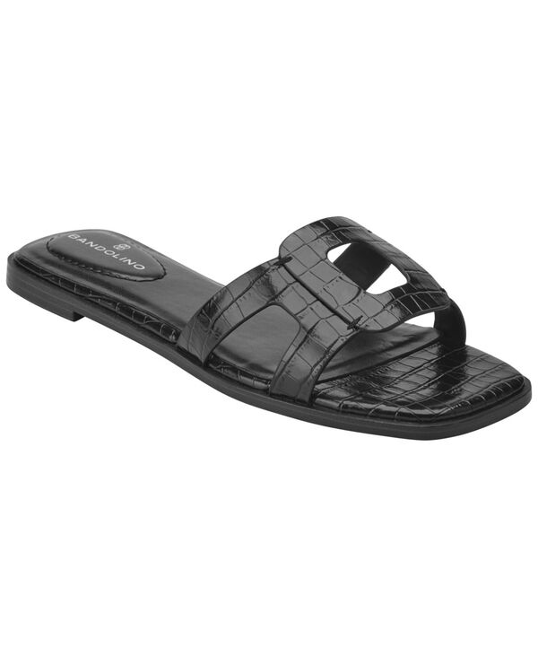 バンドリーノ レディース シューズ サンダル Bandolino Women\u0027s Vienma Square Toe Slide Flat Sandals Black Croco 黒いこと