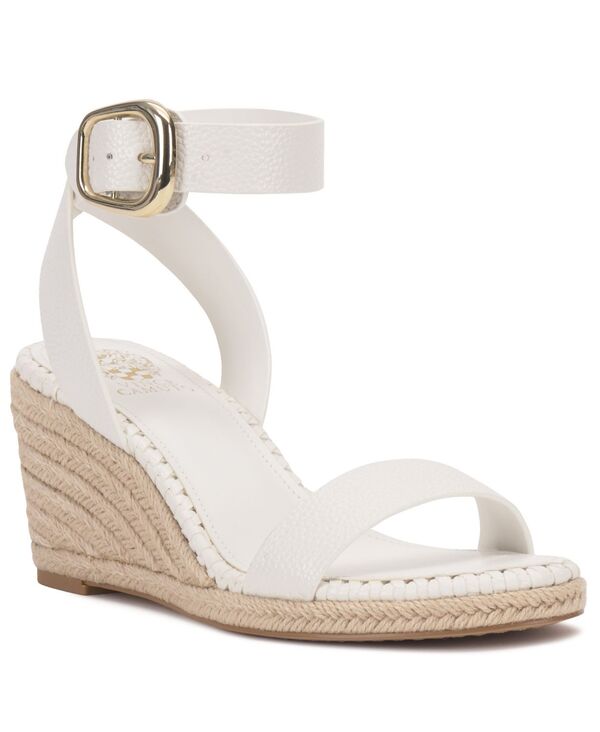 ヴィンスカムート レディース シューズ サンダル 踵 Vince Camuto Women\u0027s Fainel Buckel Wedge Heel Sandals Bianco Leather