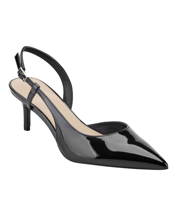 マークフィッシャー レディース シューズ パンプス 踵 Marc Fisher Women\u0027s Caya Slingbackitten Heel Pumps Black Patent 黒いこと
