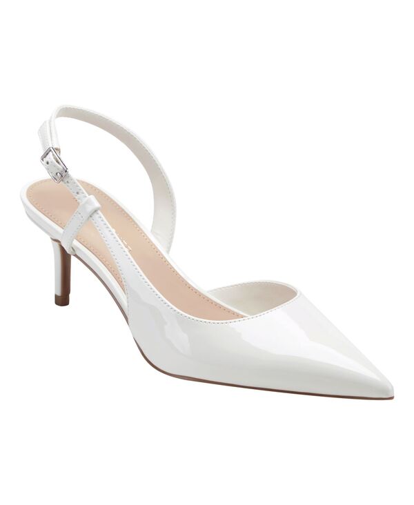 マークフィッシャー レディース シューズ パンプス 踵 Marc Fisher Women\u0027s Caya Slingbackitten Heel Pumps White Patent 白いこと