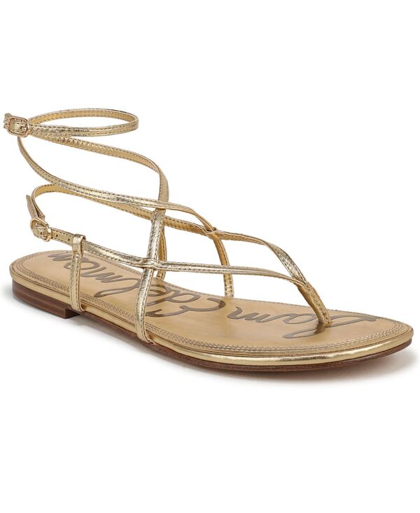 サムエデルマン レディース シューズ サンダル Sam Edelman Women\u0027s Clarra Strappy Flat Sandals Amber Gold Leather 黄金色