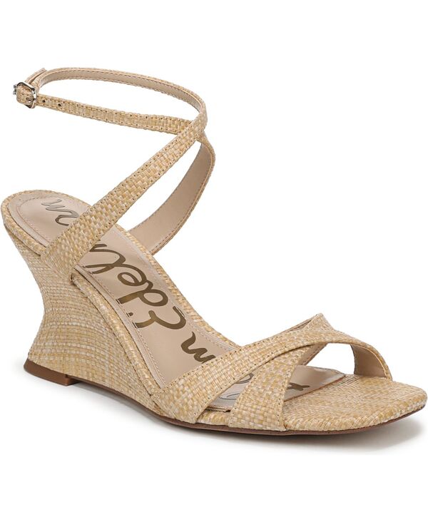 サムエデルマン レディース シューズ サンダル Sam Edelman Women's Davi Strappy Wedge Sandals Bleached Beechwood Faux Raffia｜ReVida 店