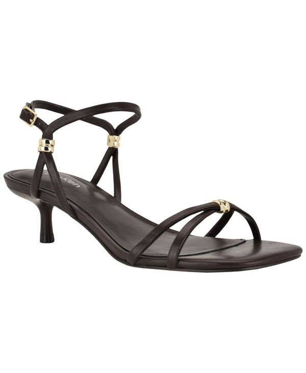 カルバンクライン レディース シューズ サンダル 踵 Calvin Klein Women\u0027s Rivine Strappy Kitten Heel Dressandals Dark Brown 赤銅色