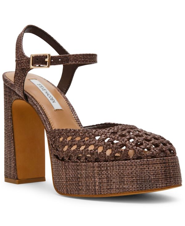 スティーブ マデン レディース シューズ サンダル プラットホーム Steve Madden Women\u0027s Lexie Woven Two-Piece Platform Sandals Brown Woven 赤銅色