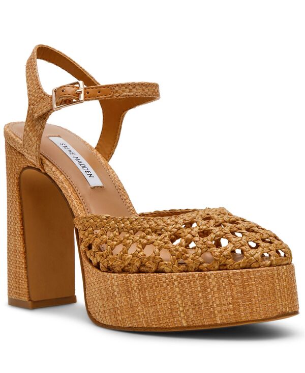 スティーブ マデン レディース シューズ サンダル プラットホーム Steve Madden Women\u0027s Lexie Woven Two-Piece Platform Sandals Cognac Woven