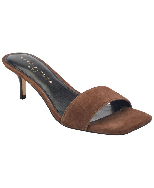 見澄ます・フィッシャー レディース シューズ サンダル 踵 Marc Fisher LTD Women\u0027sidnee Kitten Heel Dressandals Dark Brown Suede 赤銅色