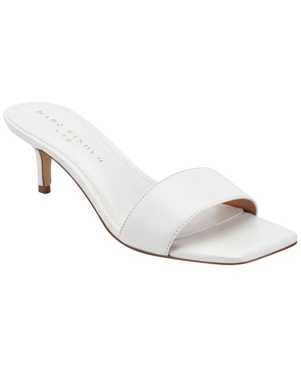 見澄ます・フィッシャー レディース シューズ サンダル 踵 Marc Fisher LTD Women\u0027sidnee Kitten Heel Dressandals White Leather 白いこと