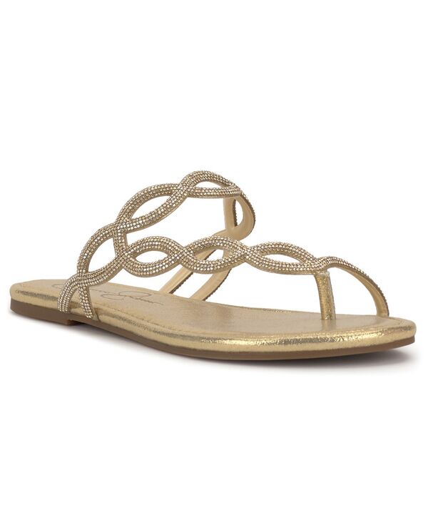 ジェシカシンプソン レディース シューズ サンダル Jessica Simpson Women\u0027s Aloni Braided Toe Ring Flat Sandals Gold Shimmer Sand 砂子