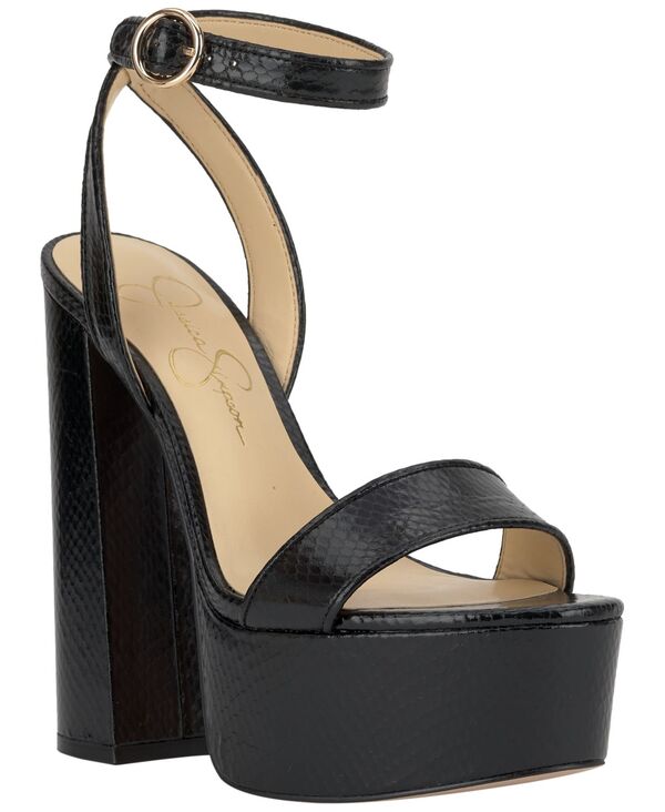ジェシカシンプソン レディース シューズ サンダル プラットホーム 踵 Jessica Simpson Women\u0027s Axtyn Platform Block-Heel Sandals Black Metallic Snake 黒いこと