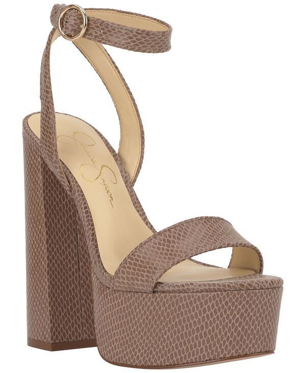 ジェシカシンプソン レディース シューズ サンダル プラットホーム 踵 Jessica Simpson Women\u0027s Axtyn Platform Block-Heel Sandals Chai Latte Snake