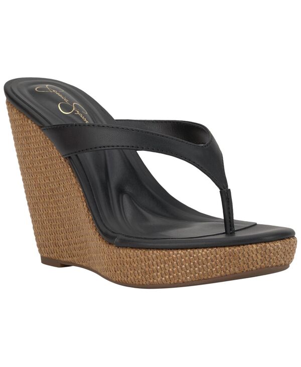 ジェシカシンプソン レディース シューズ サンダル Jessica Simpson Women\u0027s Jyseta Thong Wedge Sandals Black Nappa 黒いこと