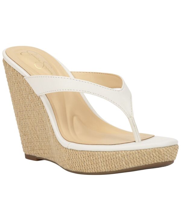 ジェシカシンプソン レディース シューズ サンダル Jessica Simpson Women\u0027s Jyseta Thong Wedge Sandals Bright White Nappa 白いこと
