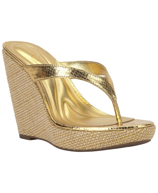 ジェシカシンプソン レディース シューズ サンダル Jessica Simpson Women\u0027s Jyseta Thong Wedge Sandals Gold Metallic Snake ゴールド