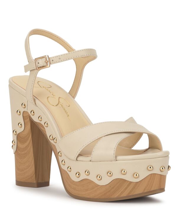 ジェシカシンプソン レディース シューズ サンダル プラットホーム Jessica Simpson Women\u0027samintia Studded Wooden Platform Sandalsoft Ivory Nappa 象牙色