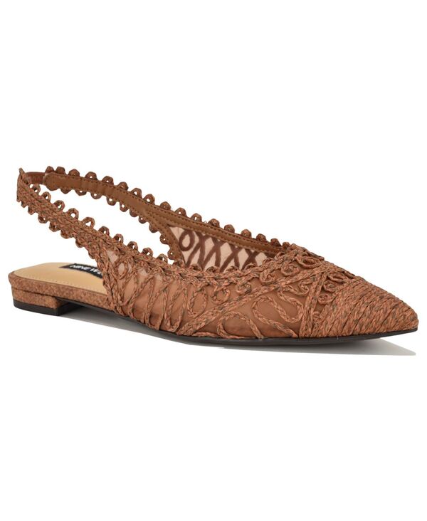 ナインウェスト レディース シューズ パンプス Nine West Women\u0027s Jovias Pointed Toe Slingback Dress Flats Brown 赤銅色