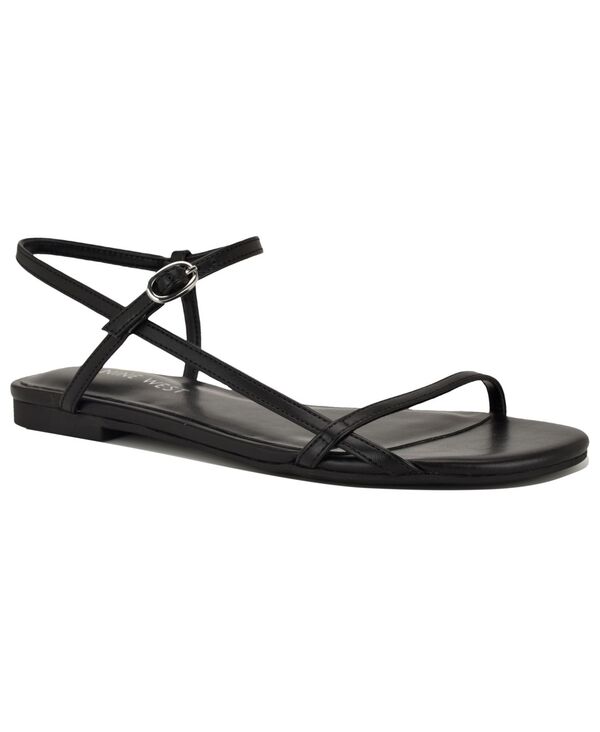 ナインウェスト レディース シューズ サンダル Nine West Women\u0027s Masow Round Toe Strappy Flat Sandals Black 黒いこと
