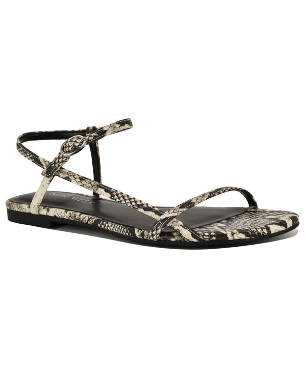 ナインウェスト レディース シューズ サンダル Nine West Women\u0027s Masow Round Toe Strappy Flat Sandals Light Natural Snake