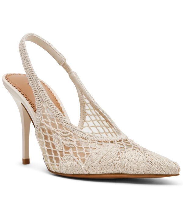 スティーブ マデン レディース シューズ パンプス Steve Madden Women\u0027s Andromeda-Crochet Pointed Toe Slingback Pumps Bone Crochet