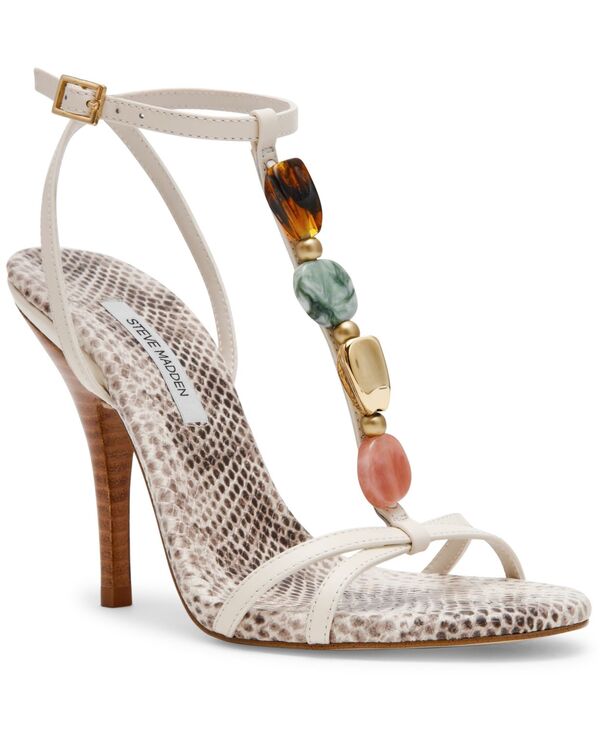 スティーブ マデン レディース シューズ サンダル 踵 Steve Madden Women\u0027s Frenzi Novelty T-Strap Stiletto Heel Dressandals Natural Snake