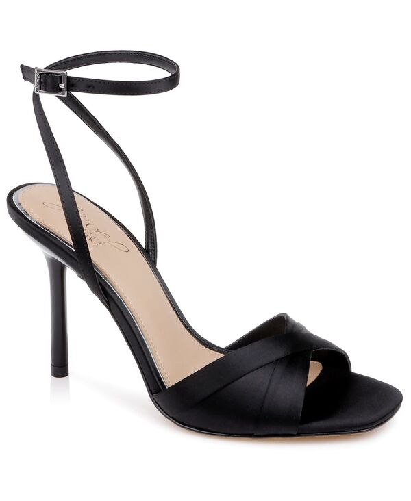 ジュウェルダグレイミシュカ レディース シューズ サンダル Jewel Badgley Mischka Women\u0027s Parisa Square Toe Dressandals Black Satin 黒いこと