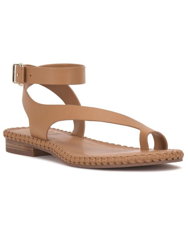 ヴィンスカムート レディース シューズ サンダル Vince Camuto Women\u0027s Libahs Braided Toe-Loop Round Toe Flat Sandals Cortado Brown Leather 赤銅色
