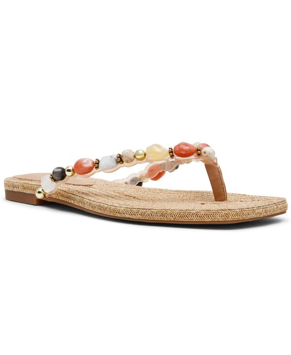 スティーブ マデン レディース シューズ サンダル Steve Madden Women\u0027s Marblembellished Square Toe Thong Sandals Natural Multi マルチ色つや