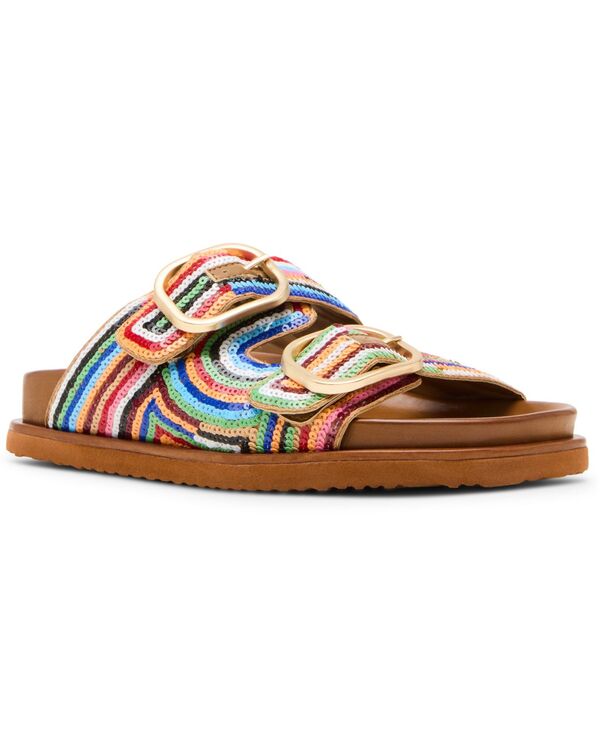 スティーブ マデン レディース シューズ サンダル Steve Madden Women\u0027s Tourist Double-Band Footbed Sandals Bright Multi Sequin マルチ色つや