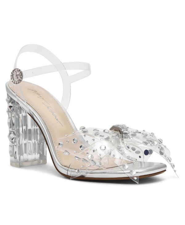 ベッツィジョンソン レディース シューズ サンダル 踵 Betsey Johnson Women\u0027s Pratt Bow Block Heel Sandalsilver しろがね色