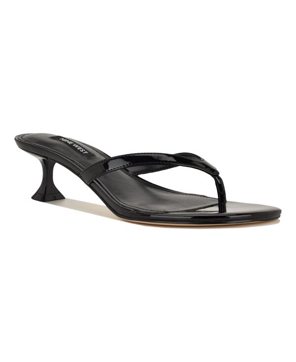 ナインウェスト レディース シューズ サンダル 踵 Nine West Women\u0027s Cruise Thong Kitten Heel Dressandals Black Patent 黒いこと