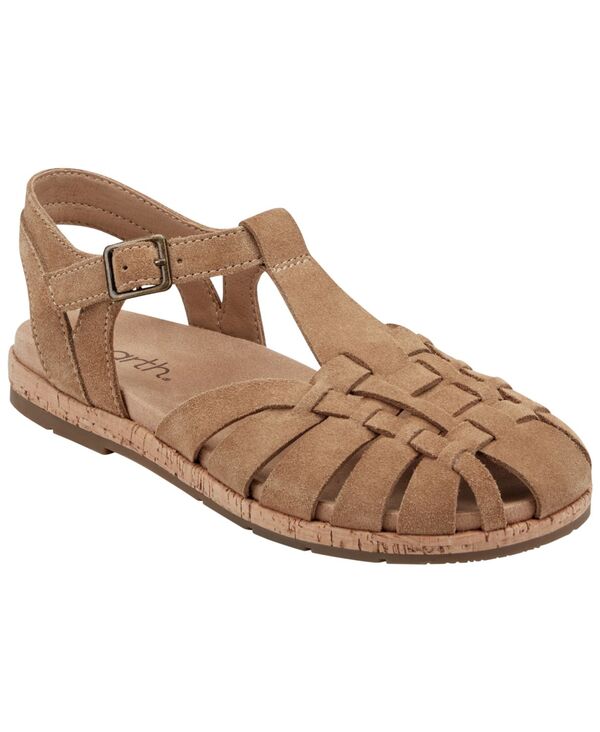 地べた レディース シューズ サンダル Earth Women\u0027s Alazia Flat Fisherman Sandals Light Brown Suede 赤銅色