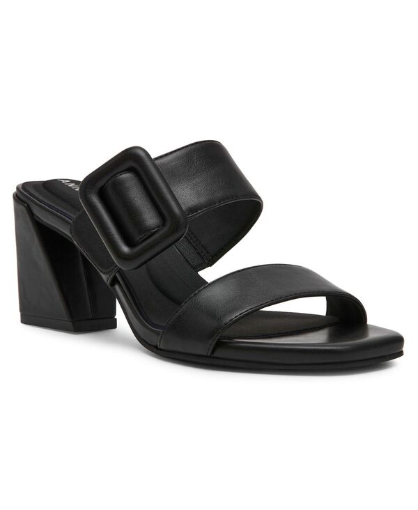 アンクライン レディース シューズ サンダル 踵 Anne Klein Women\u0027s Narita Buckle Block Heel Dressandals Black 黒いこと