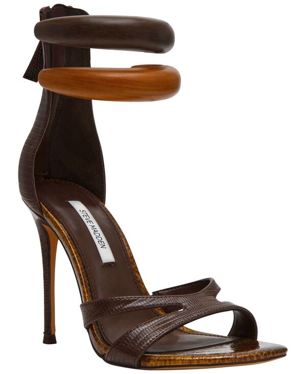 スティーブ マデン レディース シューズ サンダル Steve Madden Women\u0027s Tigress Embellished Stiletto Dressandals Brown Snake Multi 赤銅色