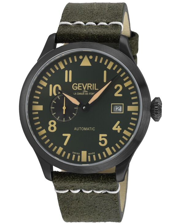 ジェビル メンズ 付属物 ウオッチ なめし革 Gevril Men\u0027s Vaughn Swiss Automatic Italian Leather Strap Watch No Color