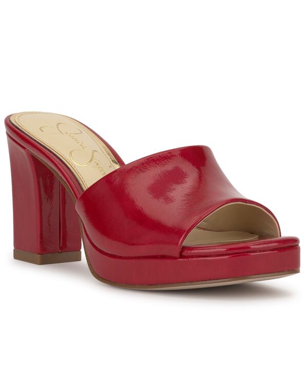 ジェシカシンプソン レディース シューズ サンダル 踵 Jessica Simpson Women\u0027s Elyzza Block Heel Dressandals Red Muse Crinkle Patent 赤いこと