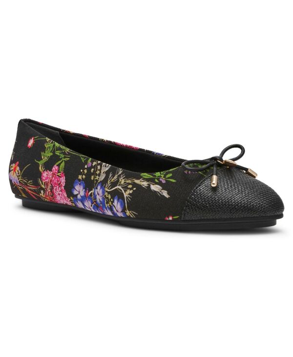 アンクライン レディース シューズ パンプス 御花柄 旗がしら 御花 Anne Klein Women\u0027s Luci Floral Cap Toe Ballet Flats Black Floral 黒いこと