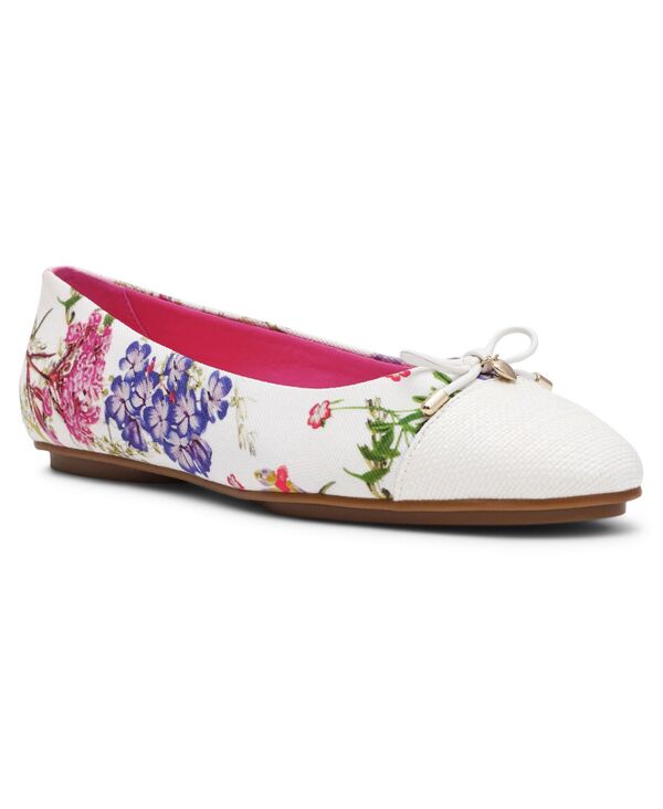 アンクライン レディース シューズ パンプス 御花柄 旗がしら 御花 Anne Klein Women\u0027s Luci Floral Cap Toe Ballet Flats White Floral 白いこと