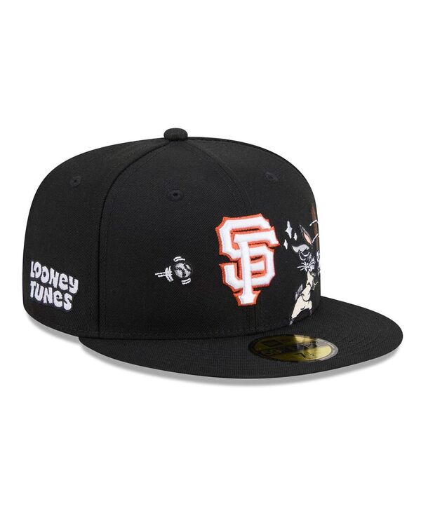 ニュー内鰓 メンズ 添え物 かぶり笠 New Era Men\u0027s Black San Francisco Giants Looney Tunes Bugs Bunny 59FIFTY Fitted Hat Black 黒いこと