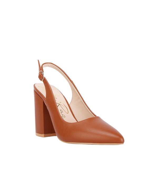 ロンドンラグ レディース シューズ サンダル 踵 London Rag Women\u0027s Creidne Block Heel Pointed Toe Sandals Tan faux leather タン