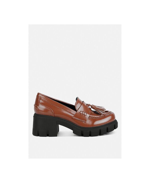 ロンドンラグ レディース シューズ パンプス プラットホーム 置き目毛皮 London Rag Womens Jonah Platform Loafer Tan faux leather タン