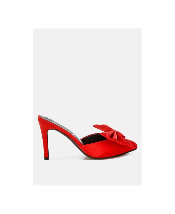 ロンドンラグ レディース シューズ パンプス London Rag Women\u0027sidonie Bow Detail Stiletto Mules Red 赤いこと