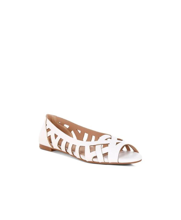 ロンドンラグ レディース シューズ パンプス London Rag Womens Moira Woven Peep Toe Flats White 白いこと