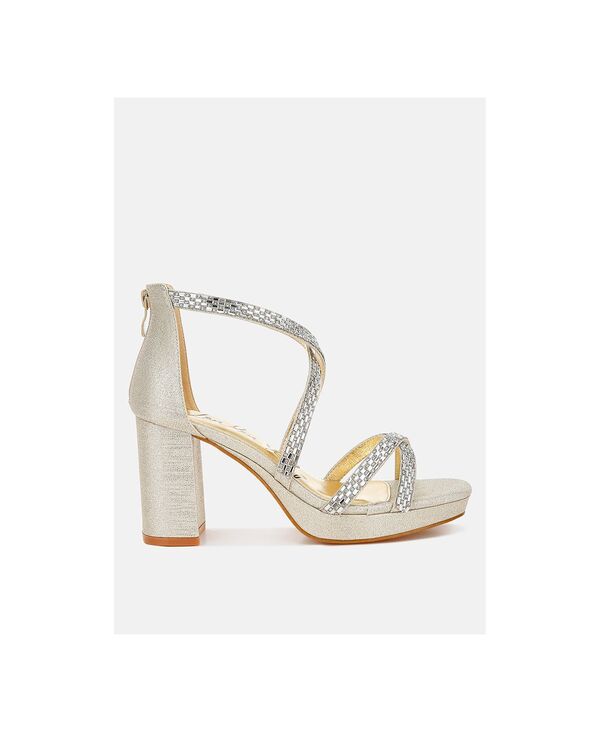 ロンドンラグ レディース シューズ サンダル London Rag Women\u0027s Infatuated Rhinestones Embellished Strappy Sandals Gold shimmer fabric ゴールド