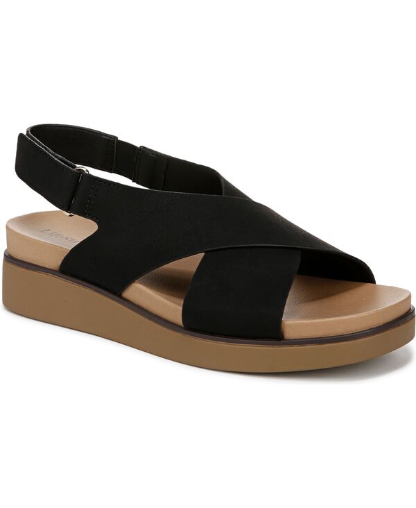 ライフストライド レディース シューズ サンダル プラットホーム LifeStride Women\u0027s Georgina Square Open Toe Slingback Platform Sandals Black Faux Leather 黒いこと