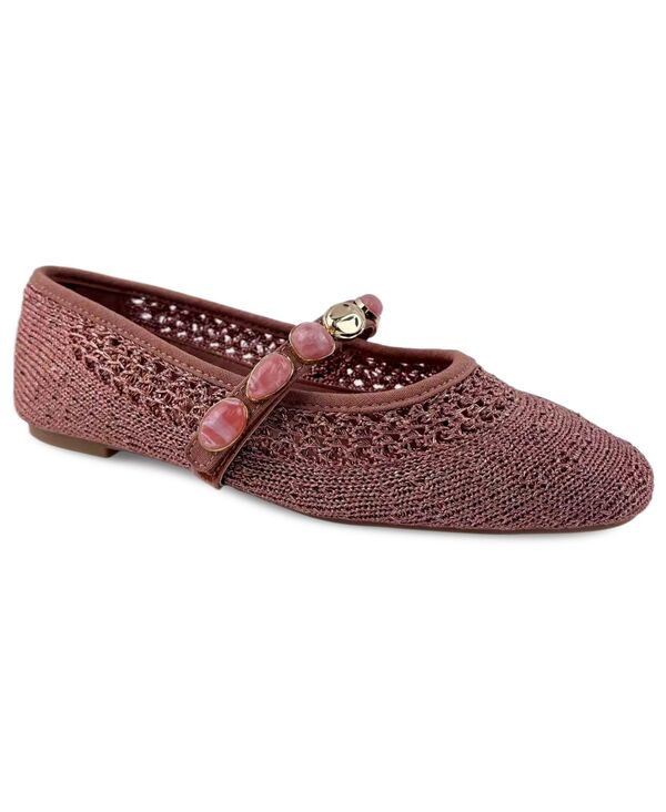 ケネスコール レディース シューズ パンプス Kenneth Cole New York Women\u0027s Zeta Stones Mary Jane Ballet Flats Rose Gold Knit ゴールド